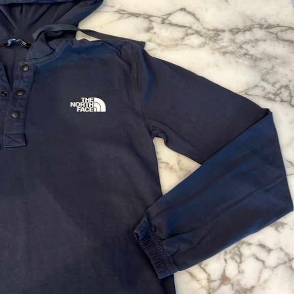 North Face hoodie 3 button snap pullover top sz S navy - Picture 3 of 4